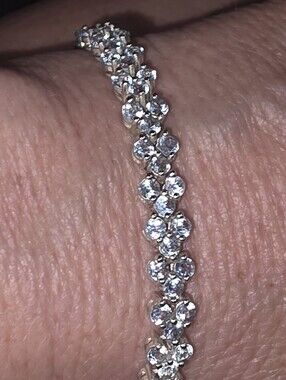 Sterling silver 925 natural aquamarine tennis bracelet 8 Inches